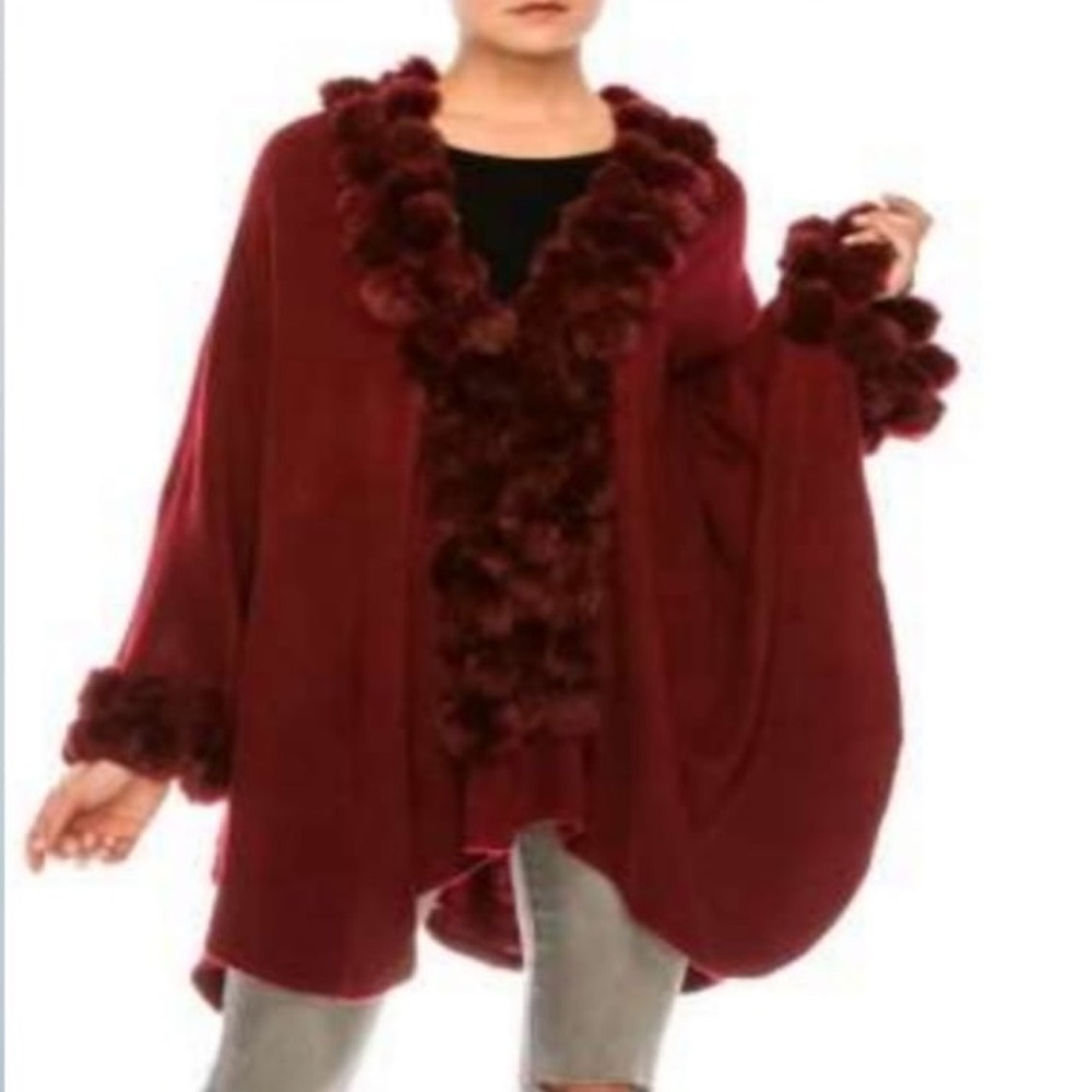 Real Rabbit fur shawl with sleeve